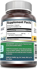 Front view of Amazing Formulas Hyaluronic Acid 200 mg capsules label