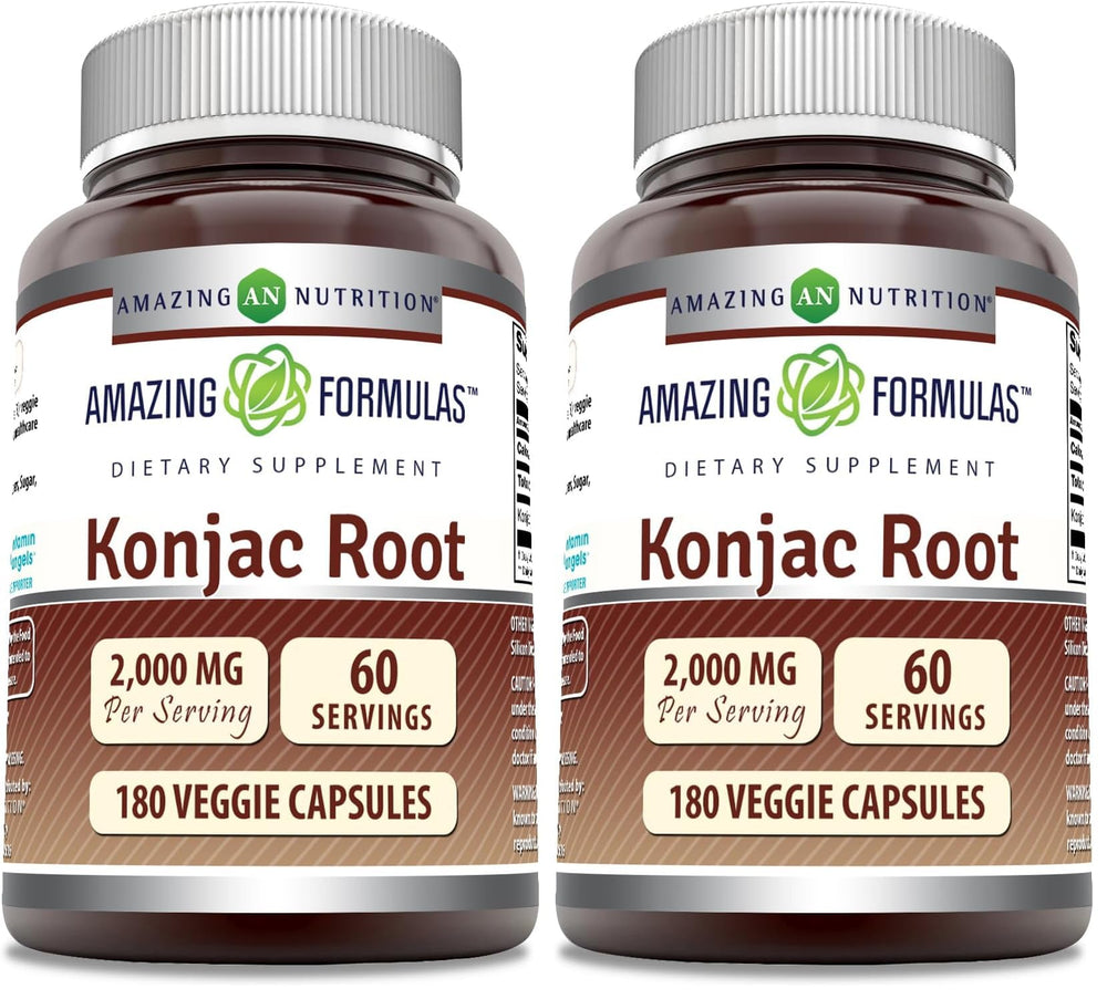 Bottle of Amazing Formulas Konjac Root Supplement with 180 veggie capsules, made in USA