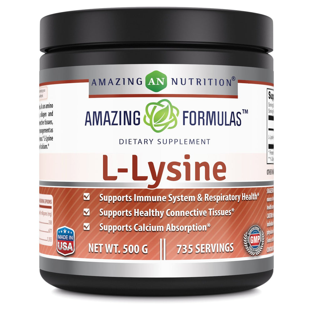 Amazing Formulas L-Lysine 680mg powder 500g front view