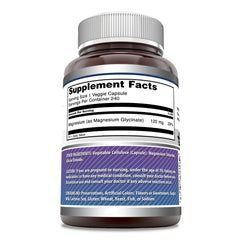 Close-up of Magnesium Glycinate veggie capsule and bottle label