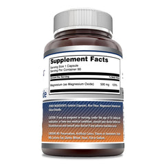 Magnesium Oxide 500 mg capsules label