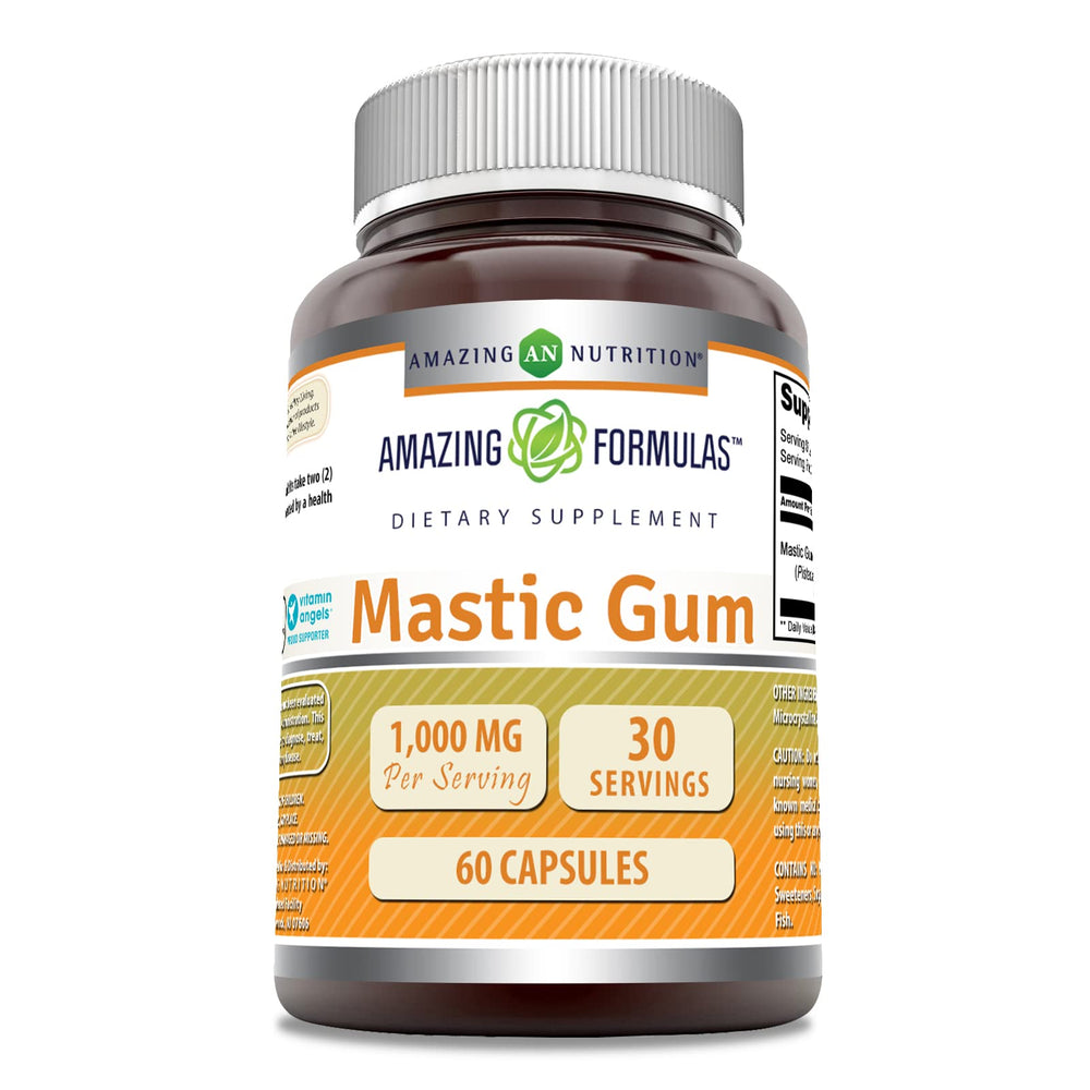 Bottle of Amazing Formulas Mastic Gum 1000 mg 60-count capsules
