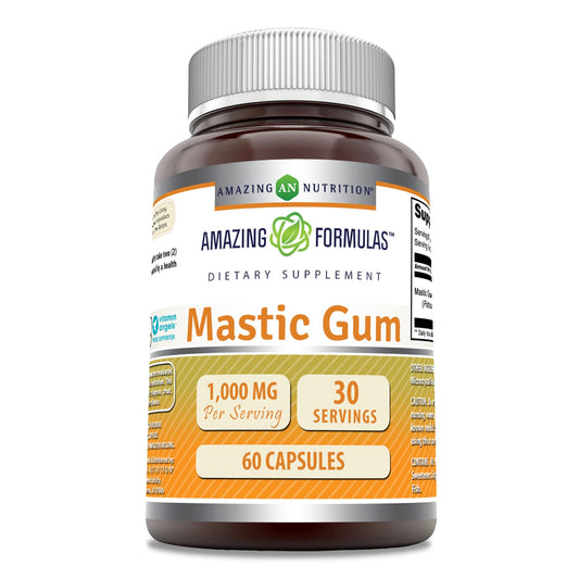 Bottle of Amazing Formulas Mastic Gum 1000 mg 60-count capsules