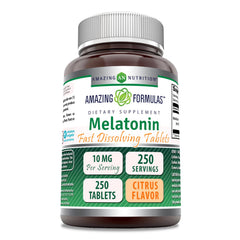 Bottle of Amazing Formulas Melatonin Fast Dissolve 10 mg Citrus Flavor