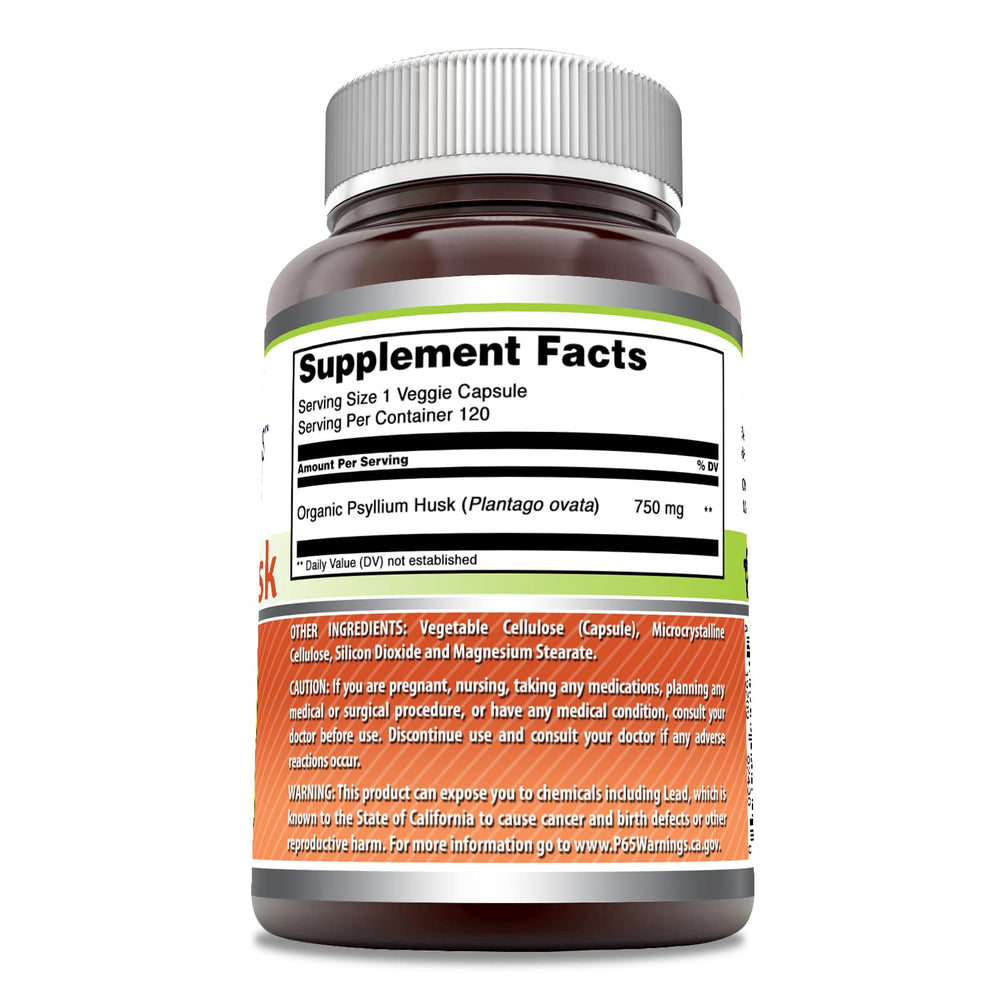 Graphic showing 750mg psyllium per serving dosage