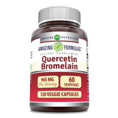 Front view of Amazing Formulas Quercetin 800mg with Bromelain 165mg bottle