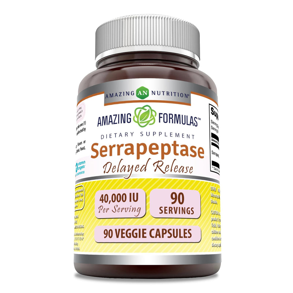 Bottle of Amazing Formulas Serrapeptase 40,000 IU Veggie Capsules