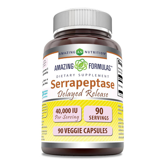 Bottle of Amazing Formulas Serrapeptase 40,000 IU Veggie Capsules