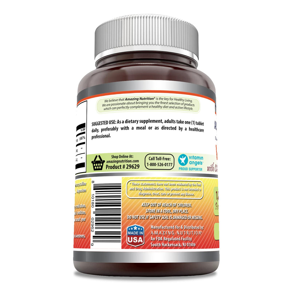 Product label showing ingredients and 1000 mg vitamin C per serving