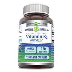 Bottle of Amazing Formulas Vitamin K2 MK7 100 mcg Veggie Capsules