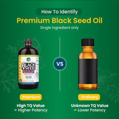 Close-up of black seed oil in bottle