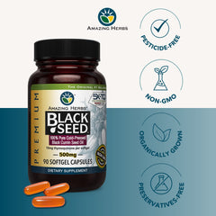 Packaging and box for Amazing Herbs Black Seed Oil Capsules