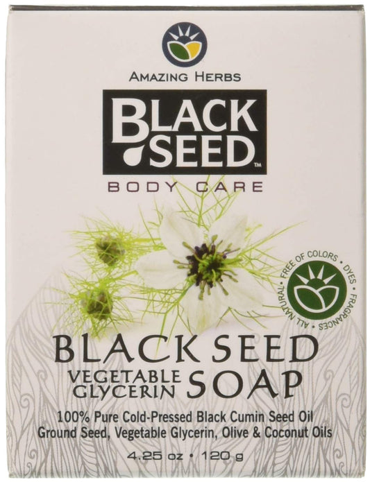 Front view of Amazing Herbs Black Seed Vegetable Glycerin Soap 4.25 oz