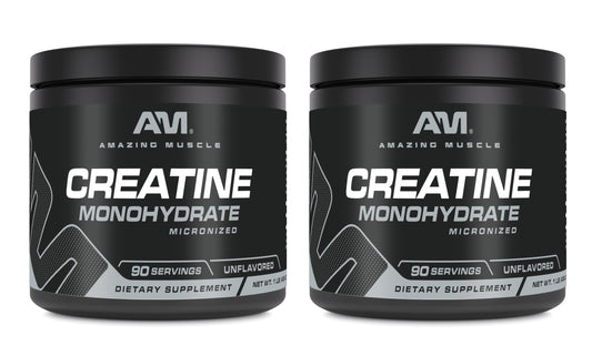 Front view of Amazing Muscle Micronized Creatine Monohydrate 1 lb Unflavored (two-pack)