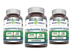 Amazing Nutrition Amazing Formulas Hyaluronic Acid bottle pour supports daily moisture and easy dosing.