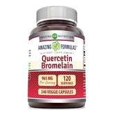 Bottle of Amazing Nutrition Quercetin 800 mg with Bromelain 165 mg Veggie Capsules, 240 count
