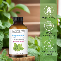 Premium amber glass bottle protecting peppermint oil from light