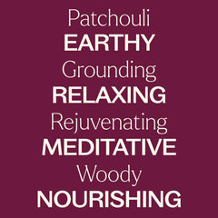 Amber glass bottle of patchouli essential oil