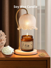 Amber glass jar candle with gold lid for home fragrance