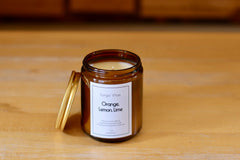 Recyclable amber jar and packaging for all-natural candle
