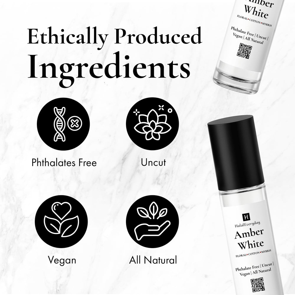 Amber White Type Fragrance Oil packaging with bottle