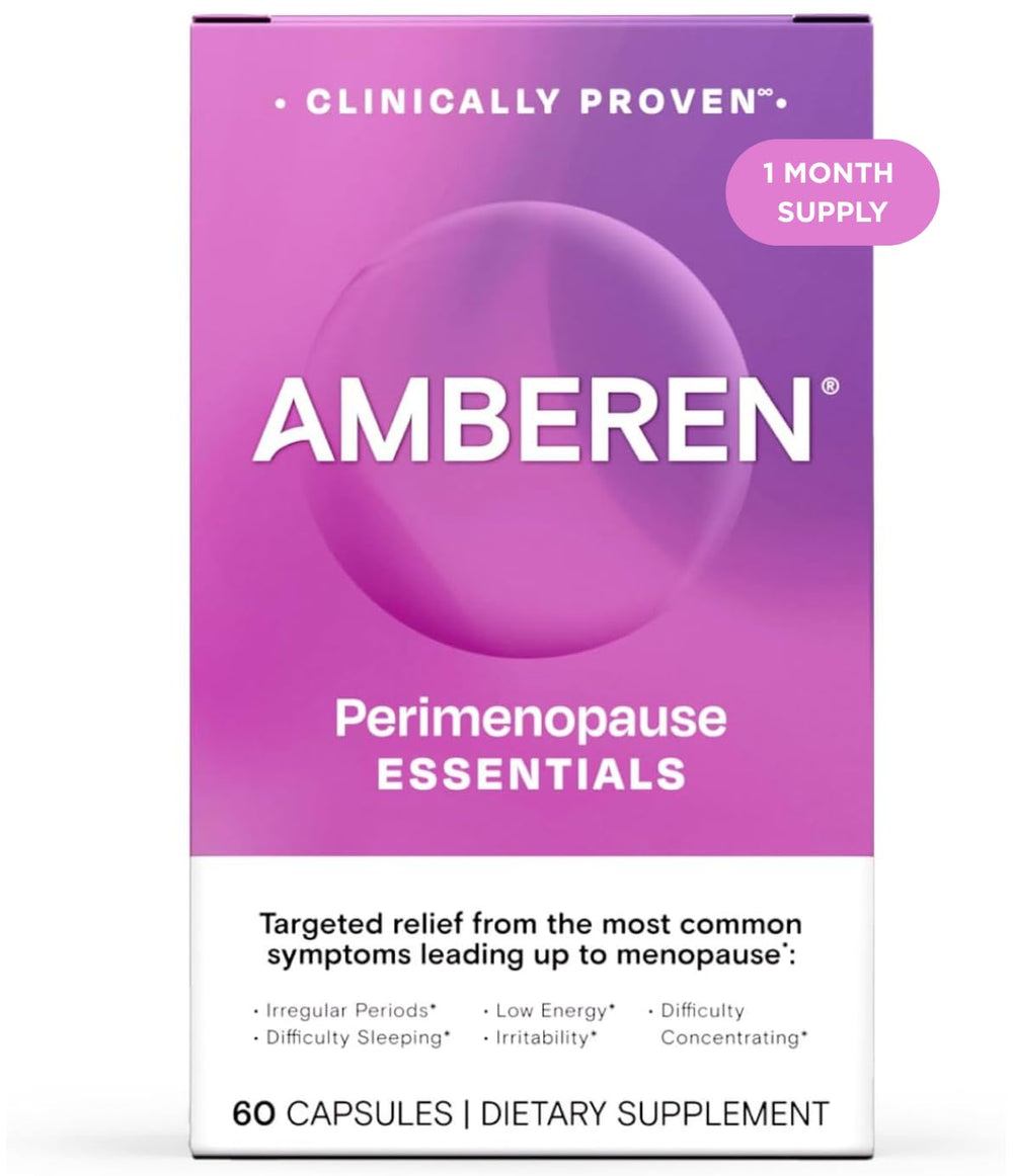 Amberen Perimenopause bottle with label for easy dosage and 60-count convenience.