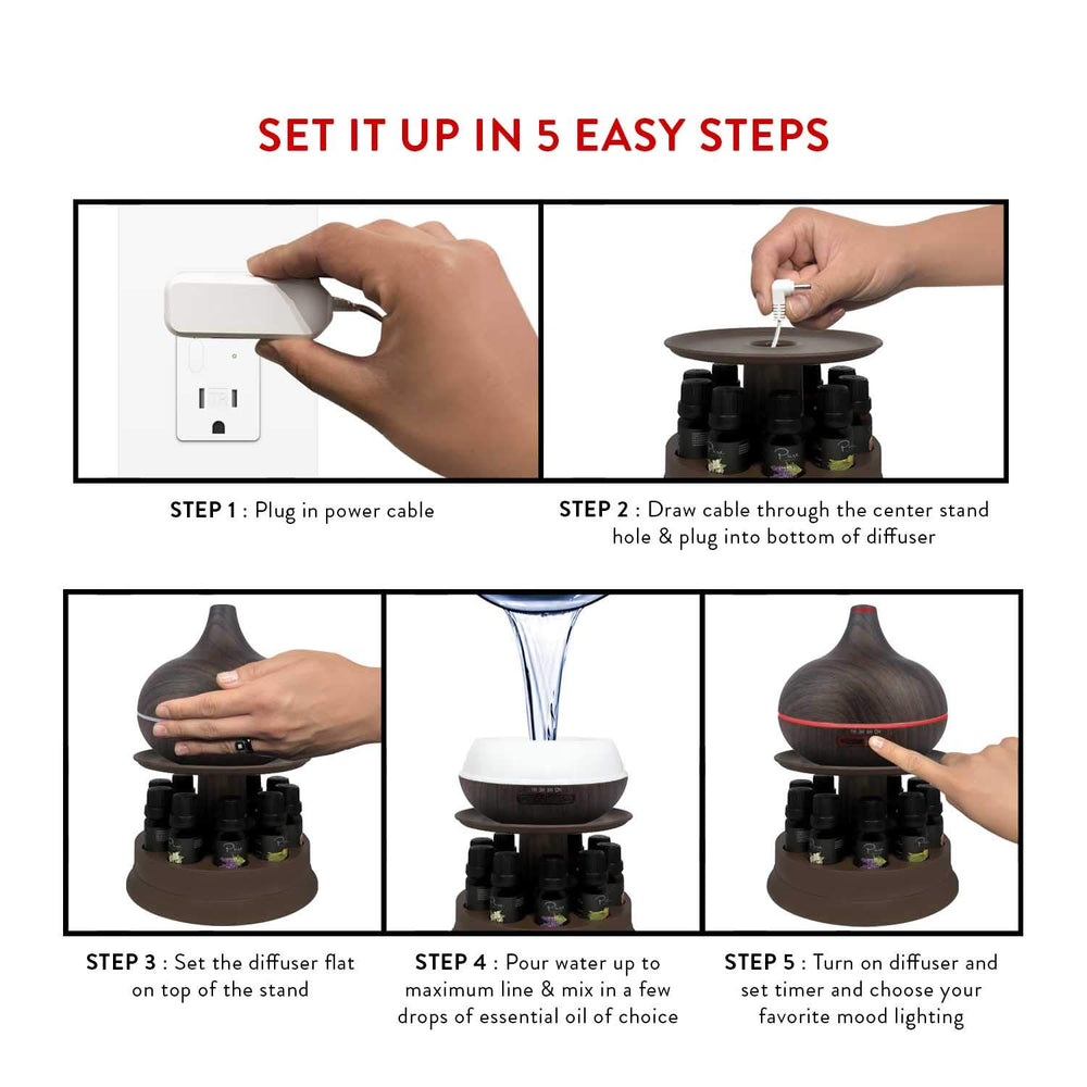 Diffuser showing 7 ambient light modes