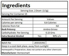 Ingredients: Ambra Grisea dilution and sucrose