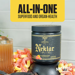 Ambrosia Nektar honey-lemon-glass conveys a zesty, refreshing wellness moment
