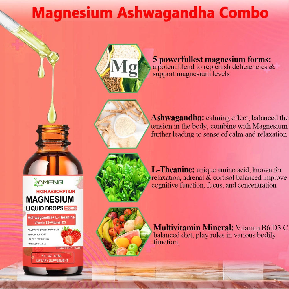 Magnesium complex liquid drops bottle with label