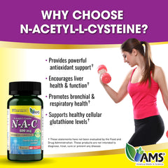 NAC 600mg supplement bottle label details