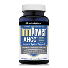 American BioSciences ImmPower AHCC bottle front view for easy daily immune support.