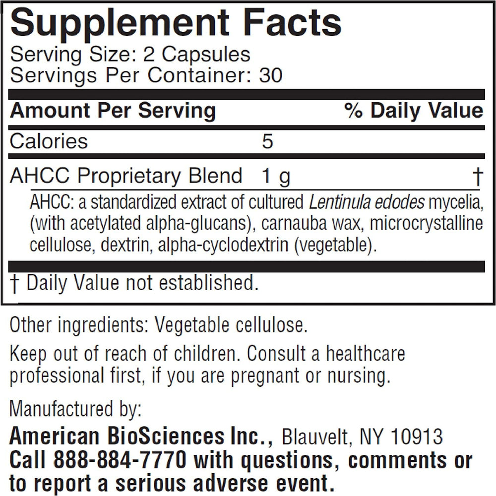 American BioSciences ImmPower capsules close-up highlighting the AHCC ingredient.