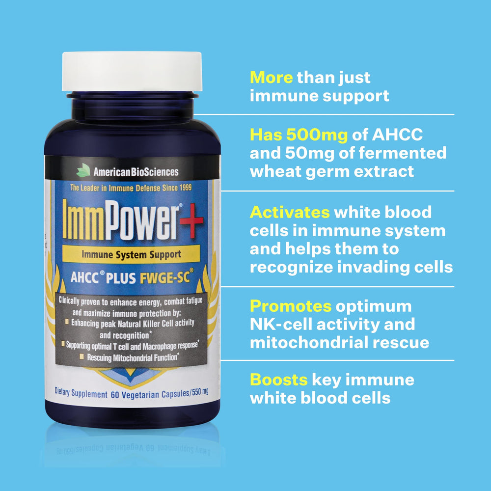 ImmPower Plus label detail highlighting GMP quality.