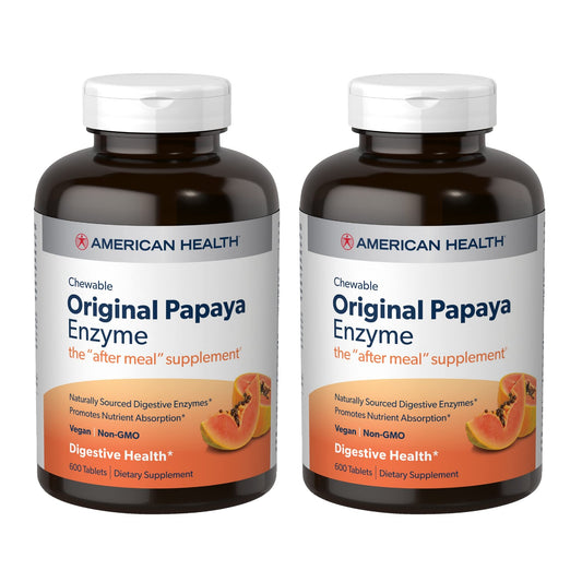 Front hero image of American Health Papaya Enzyme 600 chewables 2-pack