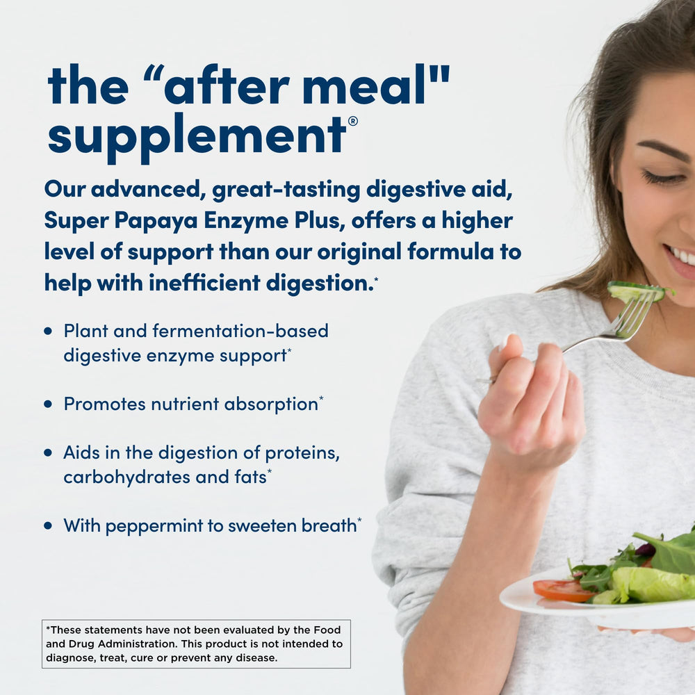 Supplement facts and ingredients panel of Papaya Enzyme Plus