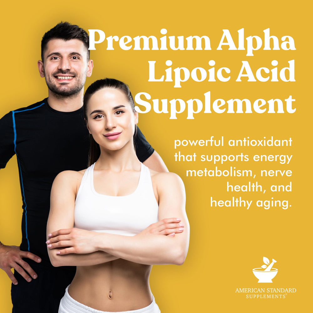 Healthy lifestyle concept with Alpha Lipoic Acid bottles