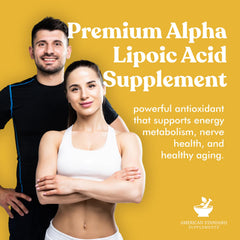 Healthy lifestyle concept with Alpha Lipoic Acid bottles