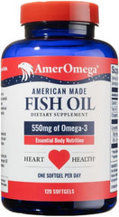 AmerOmega triglyceride omega-3 softgel bottle on white background