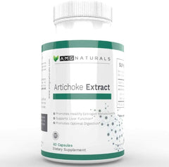 AMG Naturals Artichoke Extract Capsules on a wooden surface