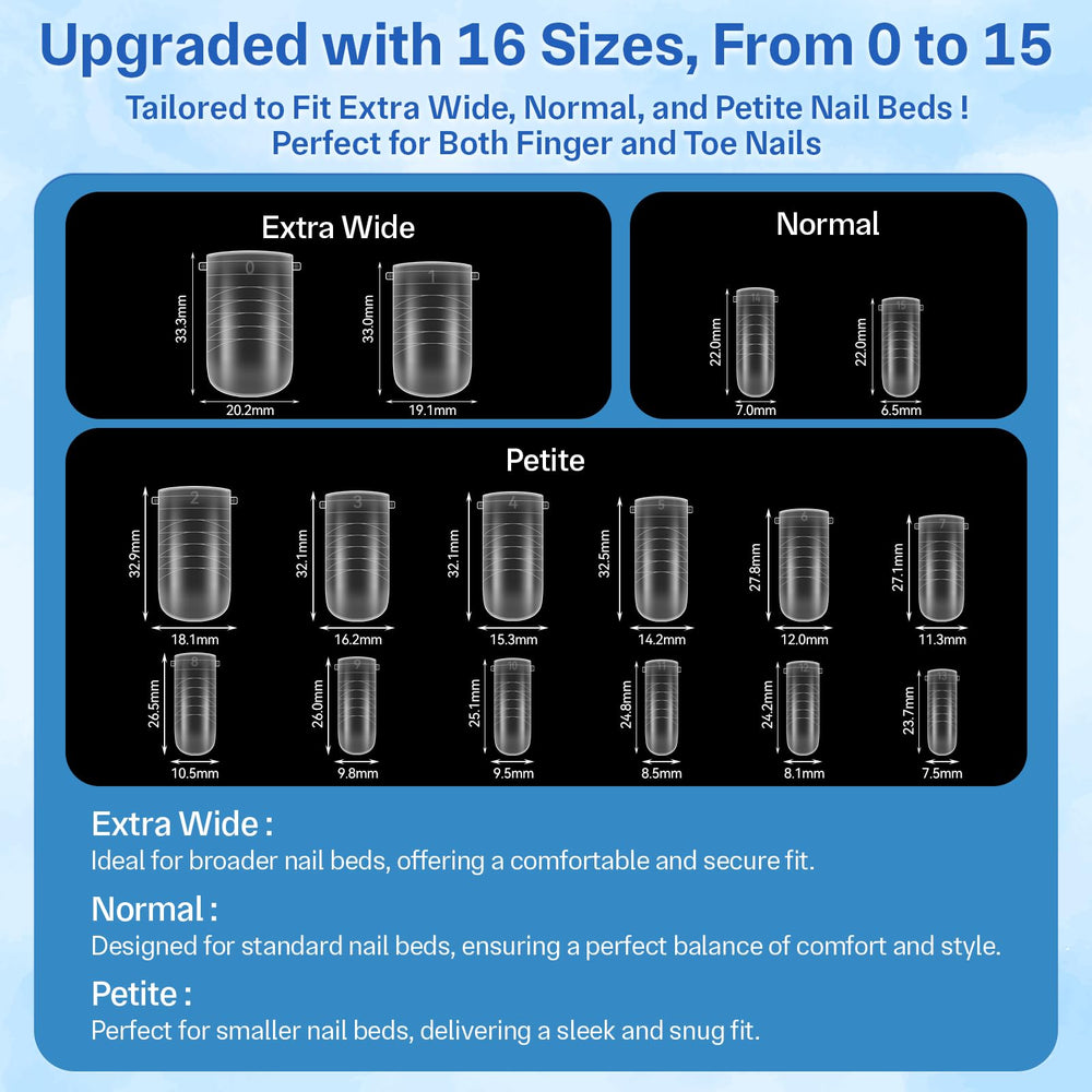 AMilHiTon flat dual forms designed for flat nail beds to reduce lift risk.