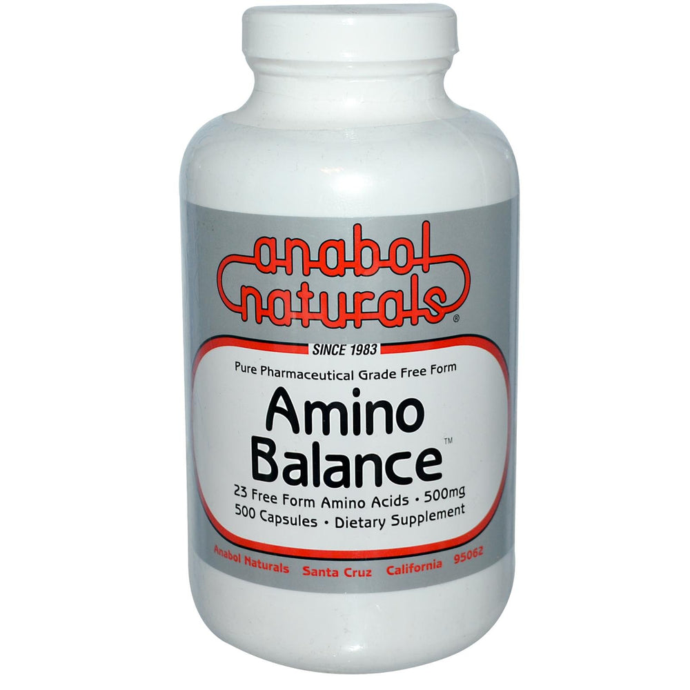 Bottle of Amino Balance 500 caps showing the label