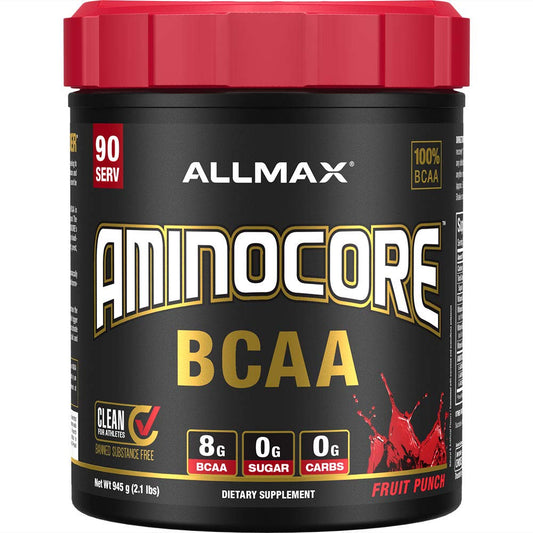 ALLMAX AminoCore BCAA Powder Fruit Punch 945 g – front view