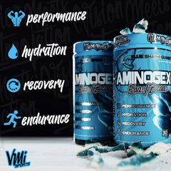 Close-up of Aminogex Ultra ingredients: BCAAs, Glutamine, Betaine