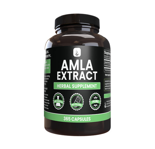 Bottle of Pure Original Ingredients Amla Extract capsules with label