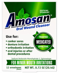 Amosan Oral Wound Cleanser Spearmint bottle and packaging