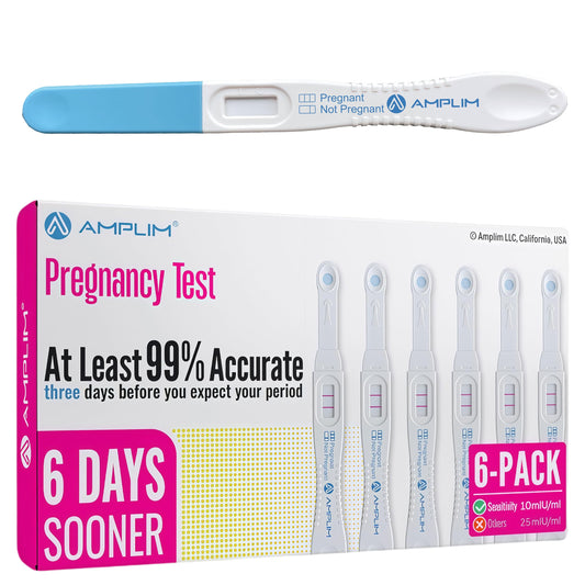 AMPLIM HCG early detection pregnancy test 6 pack midstream 10 mIU/mL