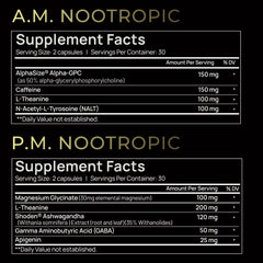 Close-up of AlphaSize Alpha GPC and caffeine in AMPM