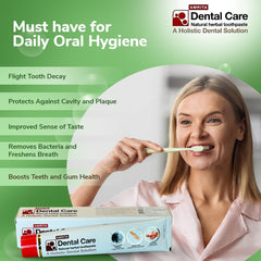 Back view of Amrita Life Herbal Toothpaste tube showing ingredients
