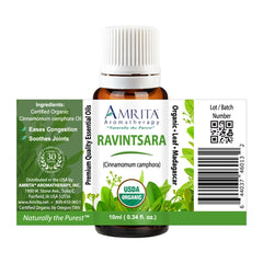 10ml Ravintsara essential oil bottle with packaging
